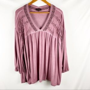 POL Peasant top with crochet detail, L